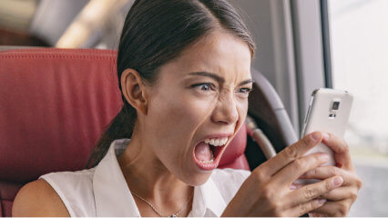 A picture of an angry customer on the phone for the Asia Pacific Managing Difficult Customers course in March 2022