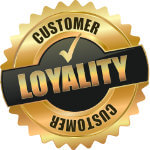 A gold stamp with the words Customer Loyalty