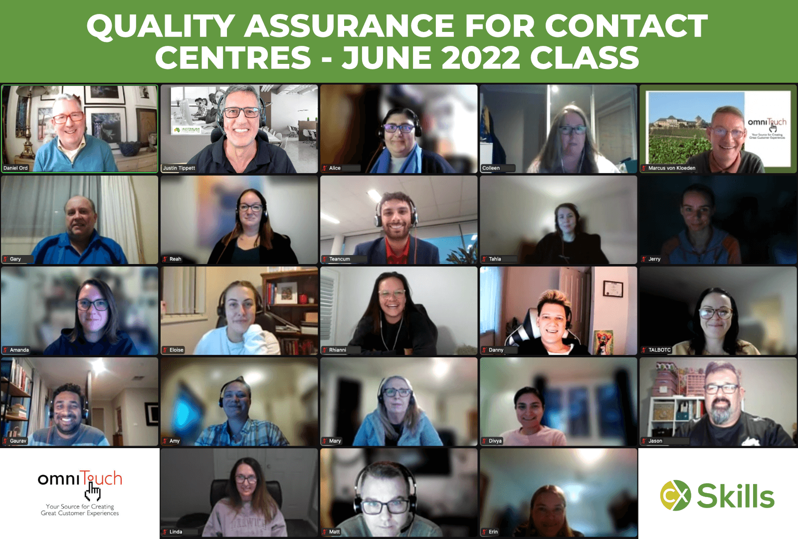 QA for Contact Centres June 2022 Class Photo