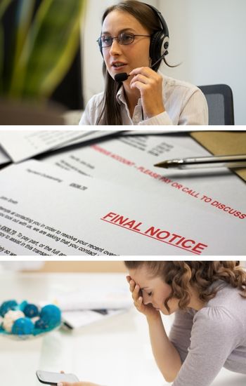 Collections Foundations Training Course in Australia showing a collections agent calling a stressed customer over non payment of a bill