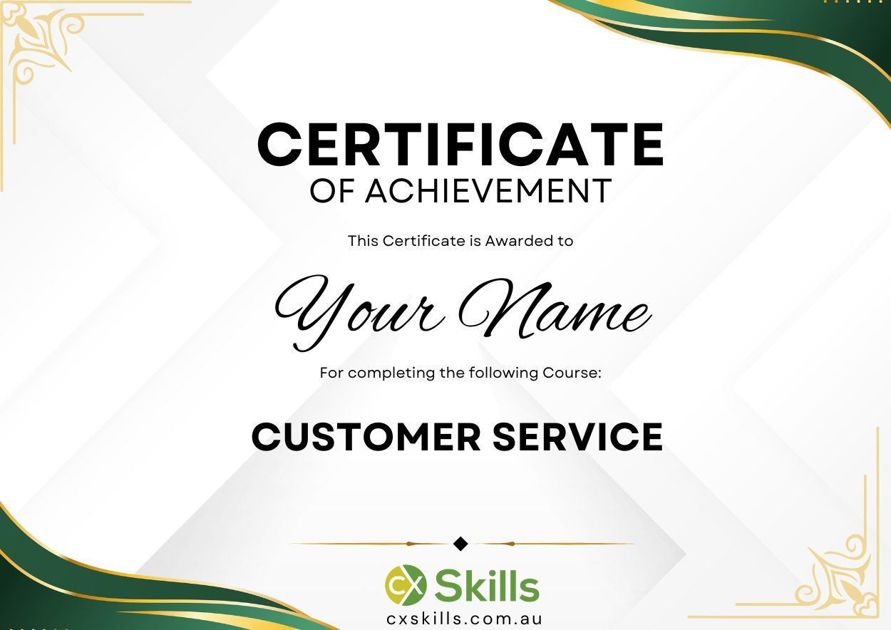 CX Skills Course Certificate of Achievement
