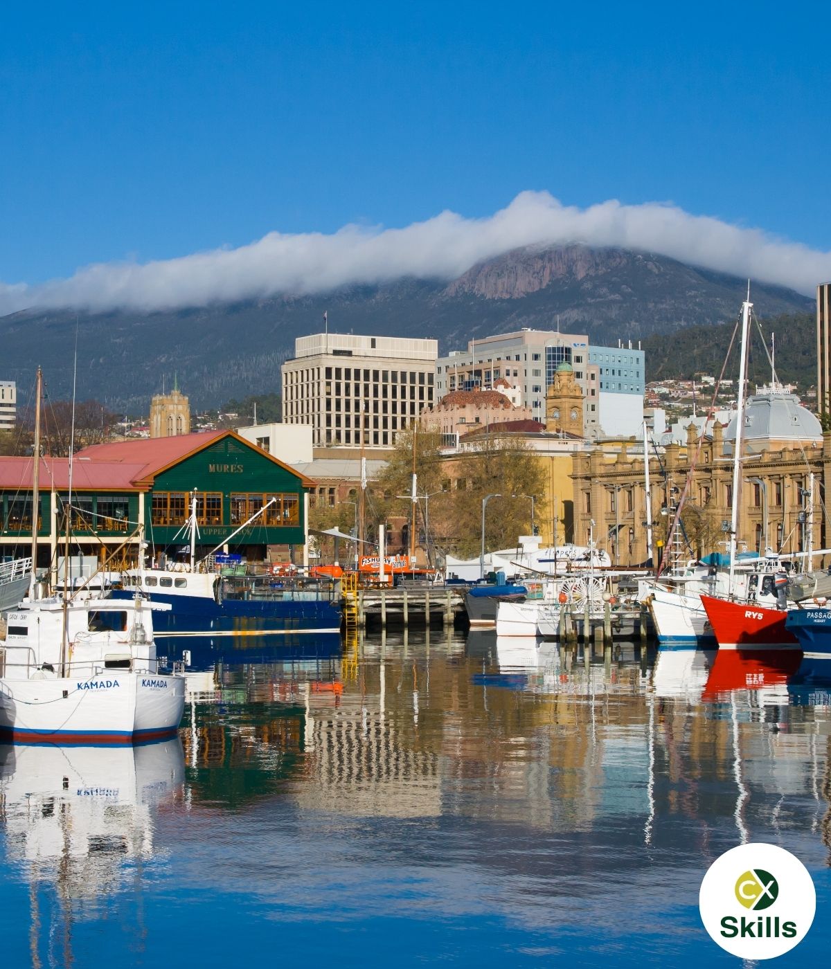 Hobart waterfront and Tasmanian city view
