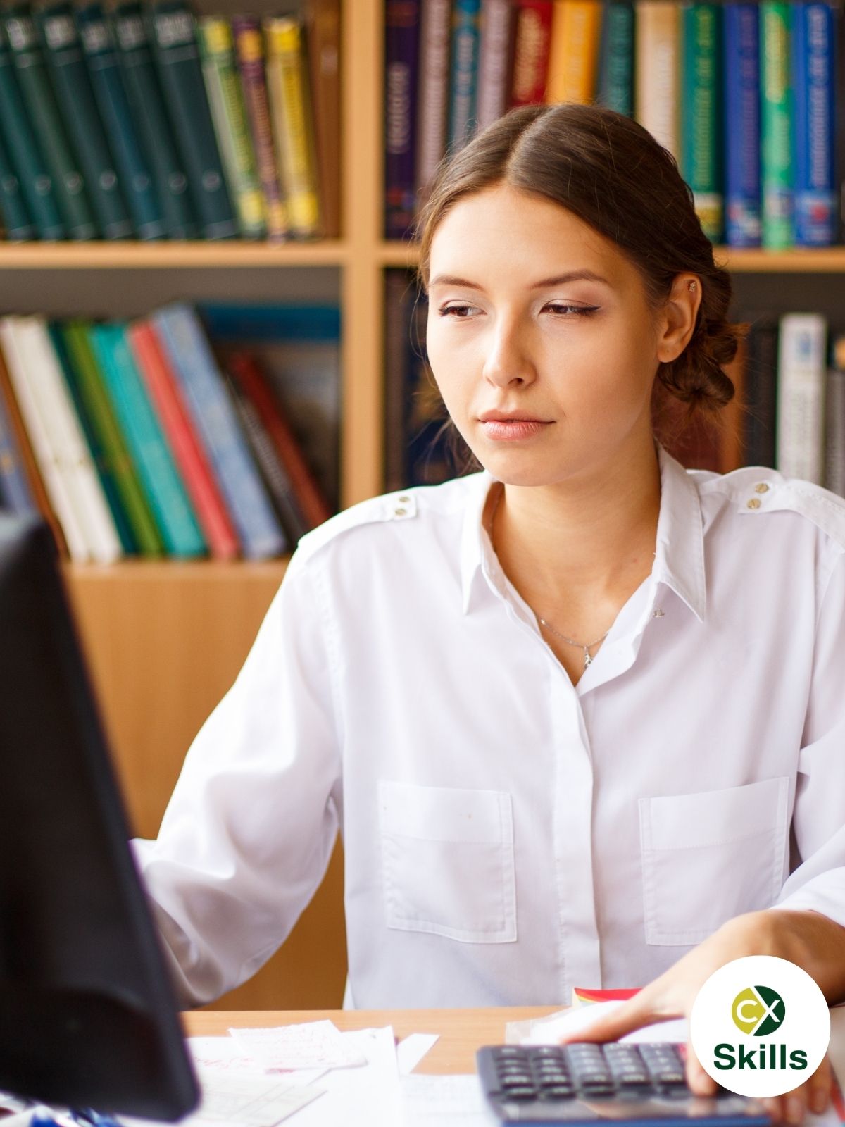 Customer service professional managing stress at work