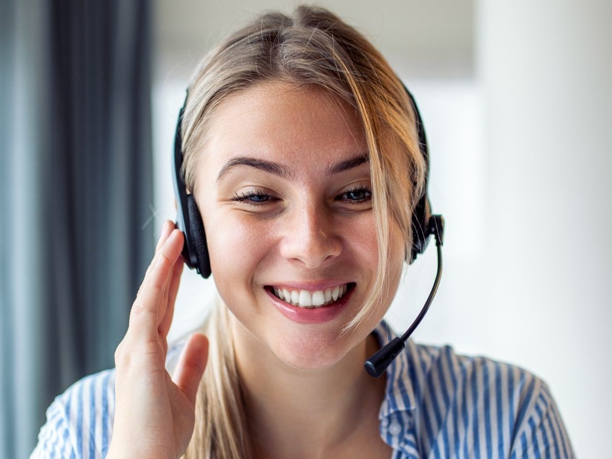 Customer service team member on a phone call with a customer